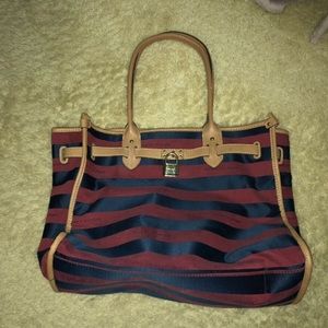 Tommy Hilfiger blue and red striped tote bag